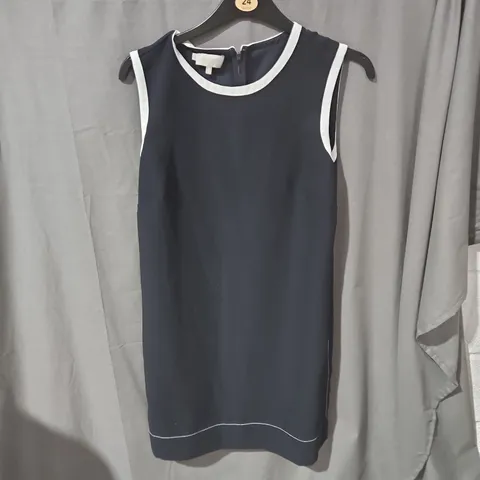 HOBBS LONDON NAVY DRESS – SLEEVELESS WITH WHITE TRIM, UK 14