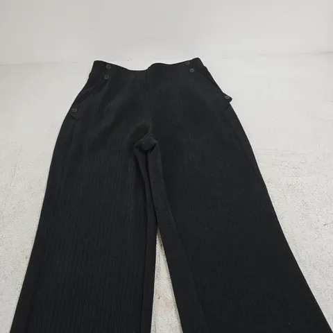 WYNNE LAYERS BLACK CORDUROY WIDE-LEG TROUSERS, UK SIZE S – MADE IN CHINA