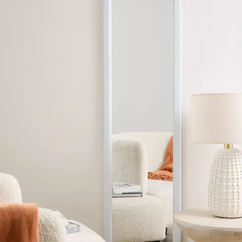 BOXED TALL RECTANGULAR WHITE MIRROR 