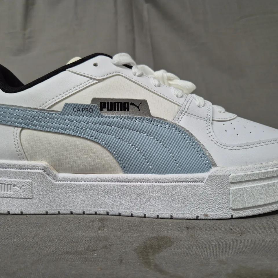 BRAND NEW BOXED PAIR OF PUMA CA PRO TECH SHOES IN WHITE/BLUE FOG/PURPLE UK SIZE 12