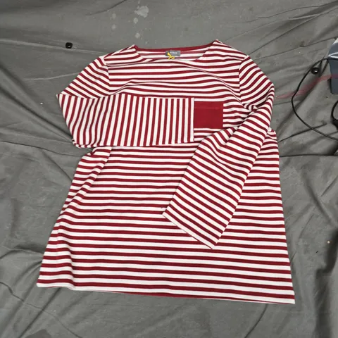 JAEGER RED & WHITE STRIPED KNIT TOP – WOMEN'S