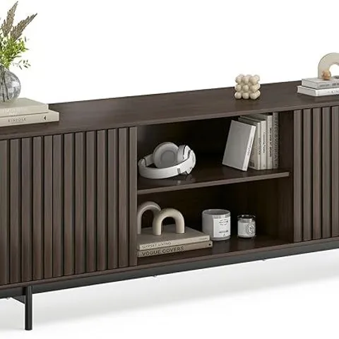 BOXED RECTANGULAR TV STAND FOR TVS UP TO 75" WITH OPEN SHELF - WALNUT (1 BOX)