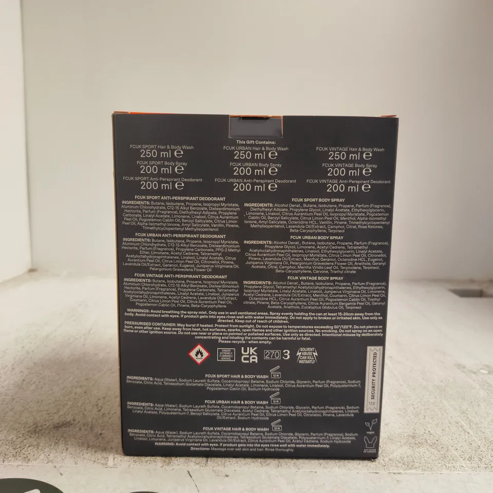 FCUK GIFT SET – URBAN HAIR & BODY WASH, BODY SPRAY & DEODORANTS