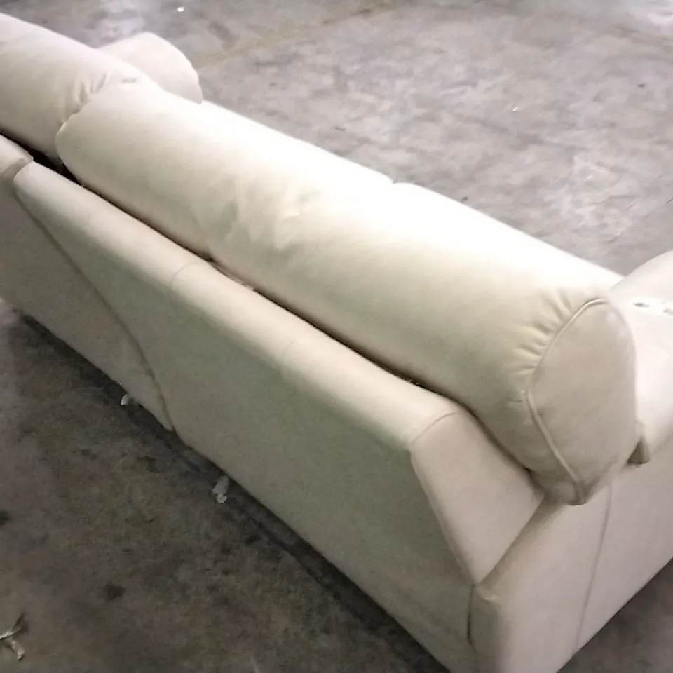 QUALITY BRITISH DESIGNED & MANUFACTURED G PLAN CREAM LEATHER ELECTRIC RECLINING 3 SEATER SOFA