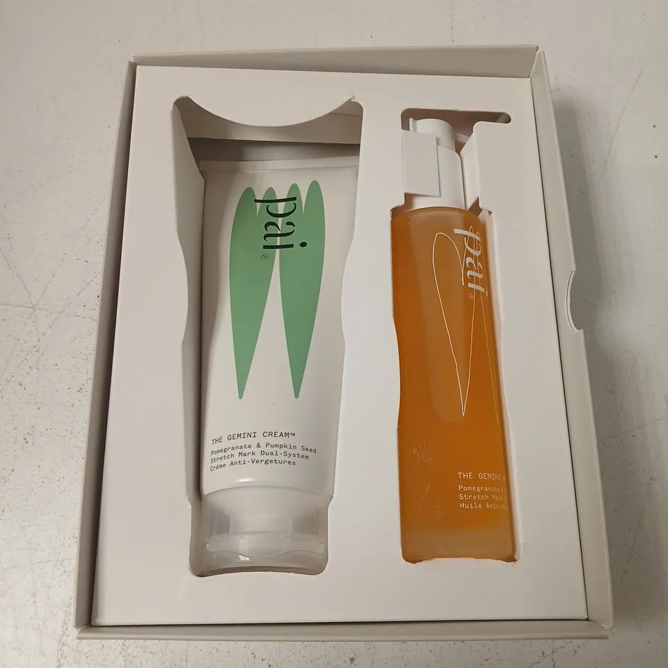 THE GEMINI CREAM & OIL DUO – POMEGRANATE & PUMPKIN SEED, STRETCH MARK DUAL SYSTEM (BOXED SET)