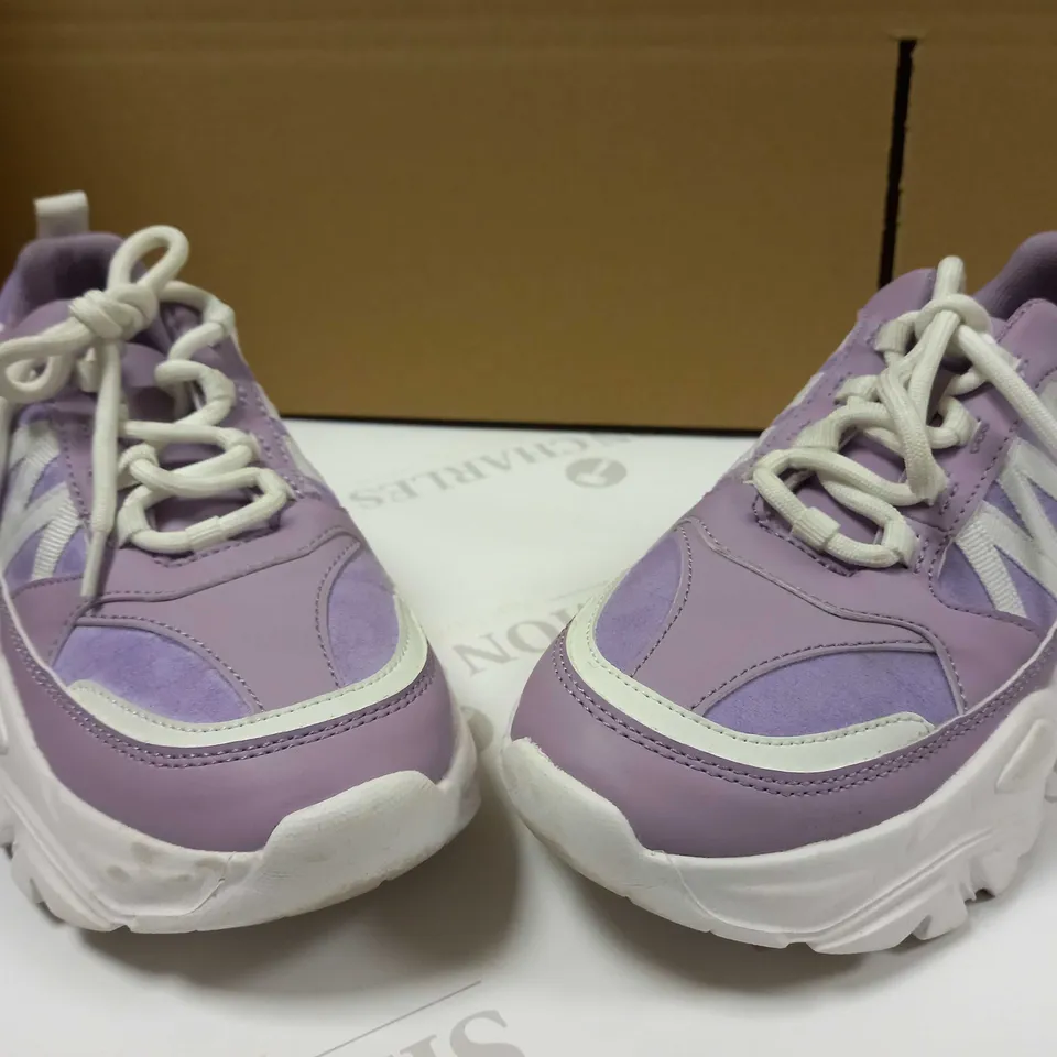 KOI PURPLE/WHITE CHUNKY VEGAN TRAINERS - SIZE 5