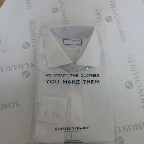 CHARLES TYRWHITT WHITE NON IRON CLIFTON WEAVE CUTAWAY SLIM FIT SHIRT