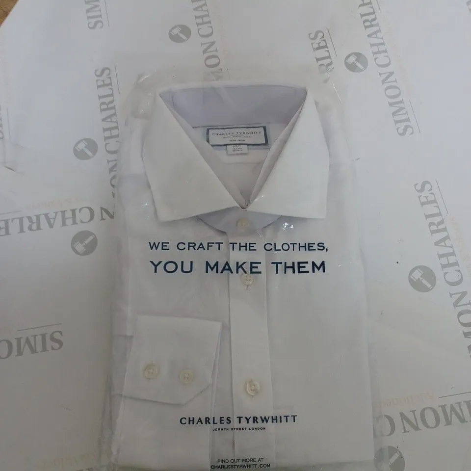 CHARLES TYRWHITT WHITE NON IRON CLIFTON WEAVE CUTAWAY SLIM FIT SHIRT