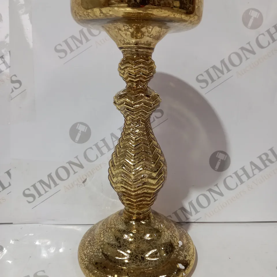 BOXED ALISON CORK PRE-LIT SET OF 2 MERCURY GLASS CANDLE HOLDERS