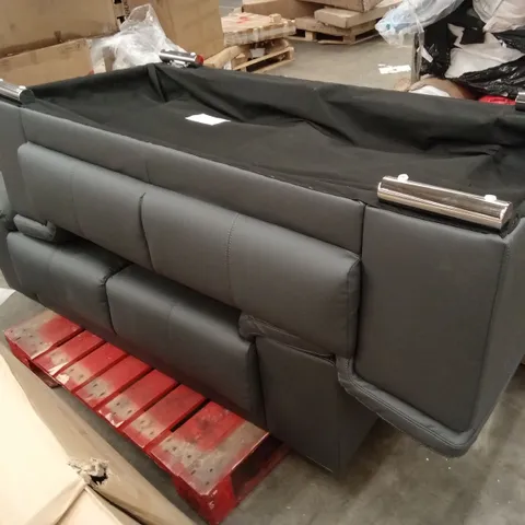 PALLET OF 2 INCOMPLETE GREY FAUX LEATHER SOFAS