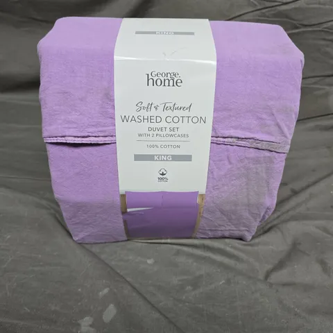SOFT & TEXTURED WASHED COTTON DUVET SET IN PURPLE - KING