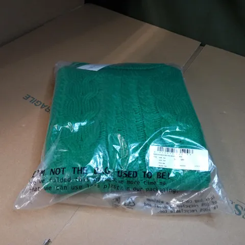 PACKAGED INTHESTYLE ASH GREEN CABLE ROLL NECK KNIT JUMPER - SIZE 18