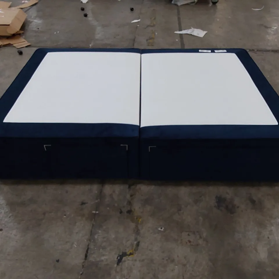 THE COMPTON DIVAN STORAGE BED UPHOLSTERED IN ROYAL BLUE FABRIC // SIZE: DOUBLE