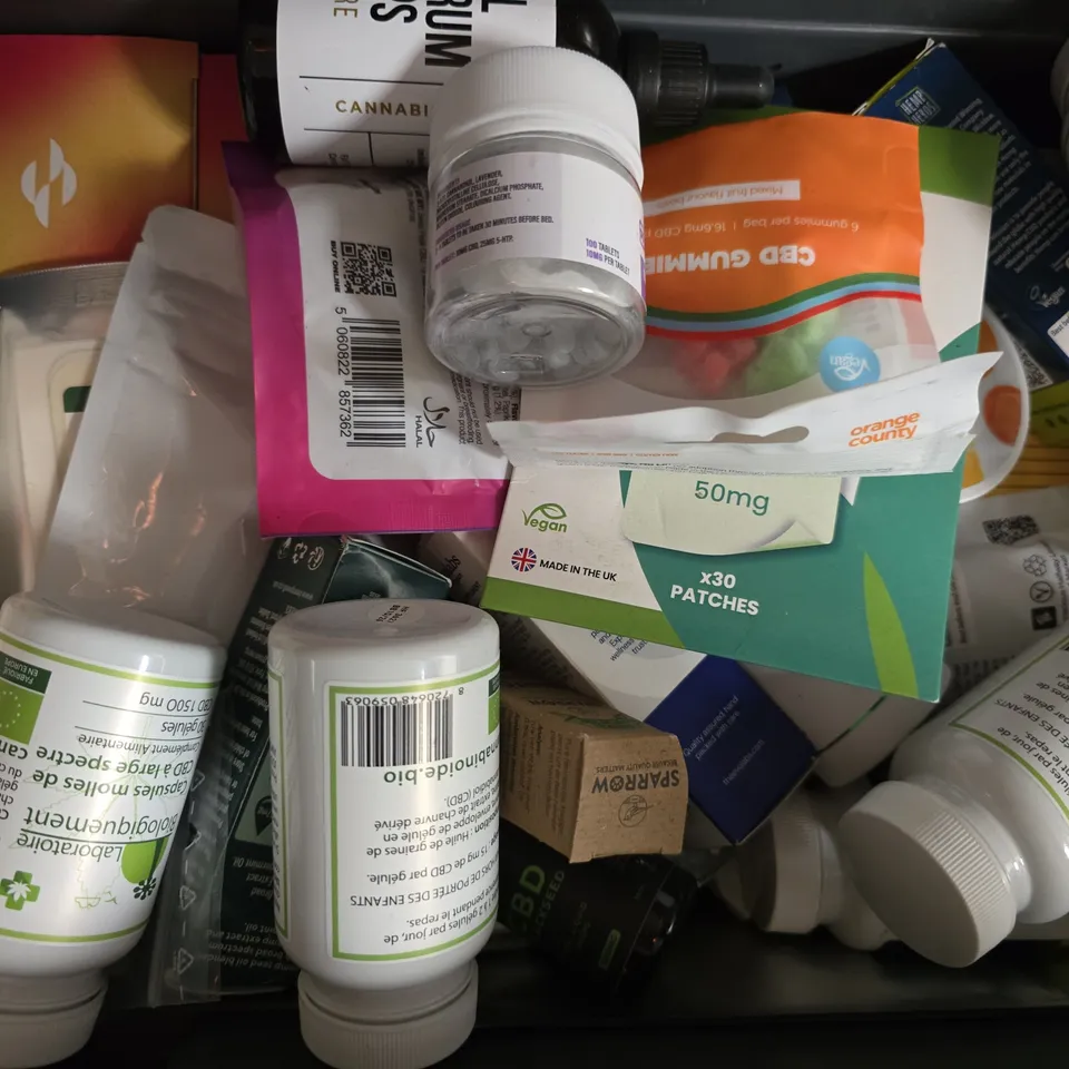 APPROXIMATELY 20 ASSORTED SUPPLEMENT PRODUCTS TO INCLUDE HEMPWELL, TRIP, ETC
