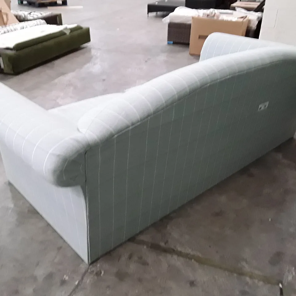 QUALITY DESIGNER 3 SEATER SOFA - LIGHT BLUE FABRIC