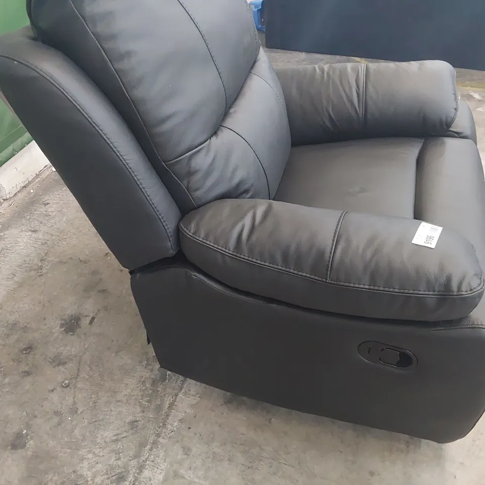 DESIGNER MANUAL RECLINING EASY CHAIR BLACK LEATHER 