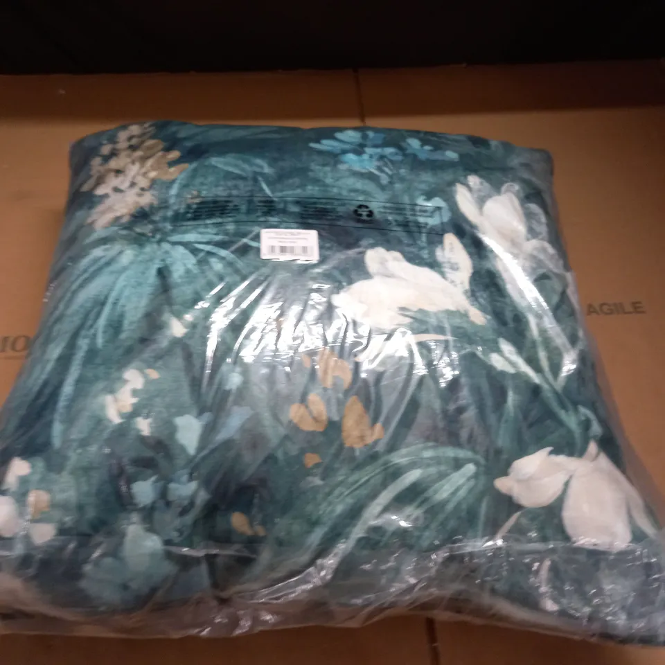 ANTHEA FLORAL VELOUR FILLED CUSHION IN RICH TEAL - 50X50CM