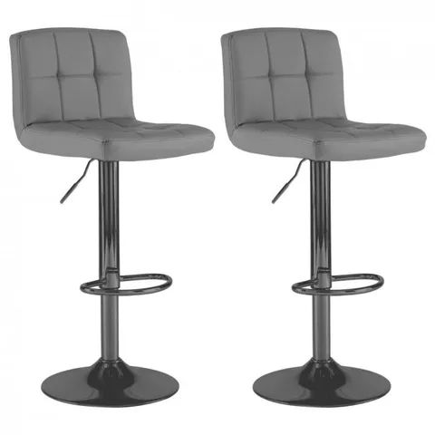 BOXED NEO 2X FAUX LEATHER CUBAN SWIVEL BAR STOOLS WITH A MATT BLACK LEGS - DARK GREY (1 BOX)