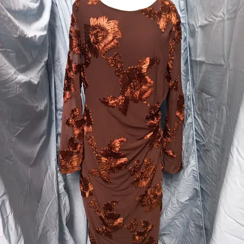GIRL IN MIND WOMEN'S DRESS – BROWN FLORAL, UK 16