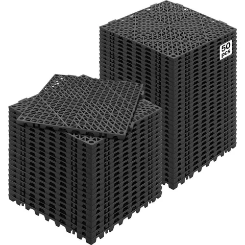 BOXED VEVOR MODULAR INTERLOCKING CUSHION, 50 PACK 30 X 30 CM SPLICING DRAINAGE MATS, SOFT PVC INTERLOCKING DRAINAGE FLOOR TILES, NON-SLIP DRAINAGE HOLE