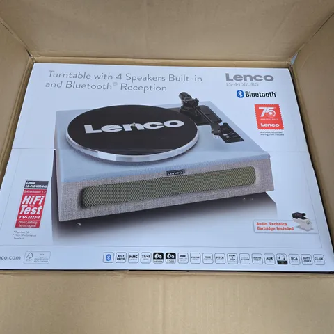 BOXED LENCO TURNTABLE WITH 4-SPEAKER BUILT-IN SYSTEM & BLUETOOTH