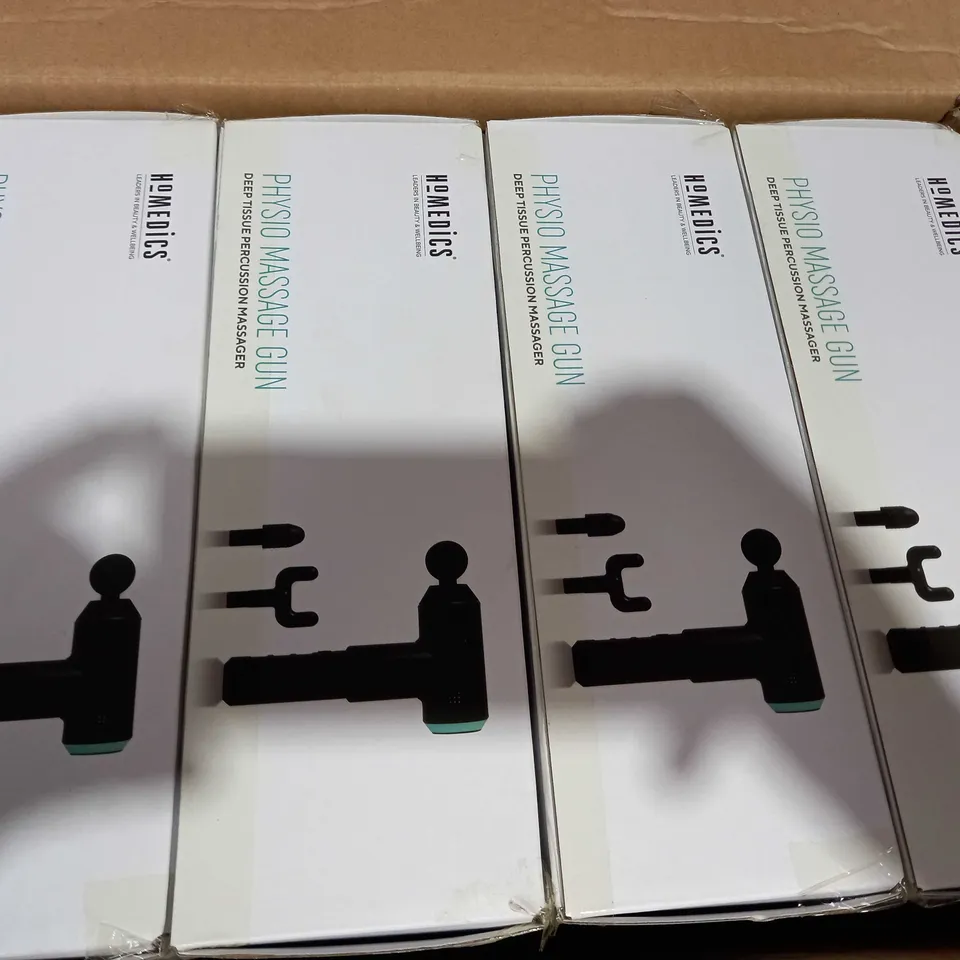 BOX OF 4 HOMEDICS DEEP TISSUE PHYSIO MASSAGE GUNS