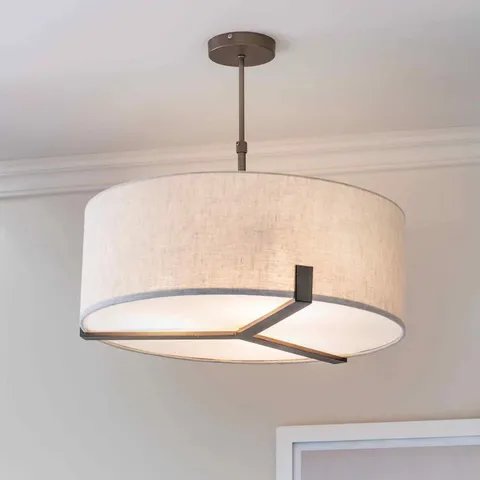 BOXED ENDON HAYFIELD 3 LIGHT PENDANT BRONZE LINEN