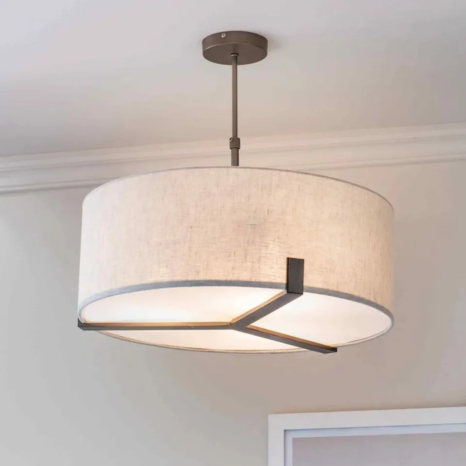 BOXED ENDON HAYFIELD 3 LIGHT PENDANT BRONZE LINEN