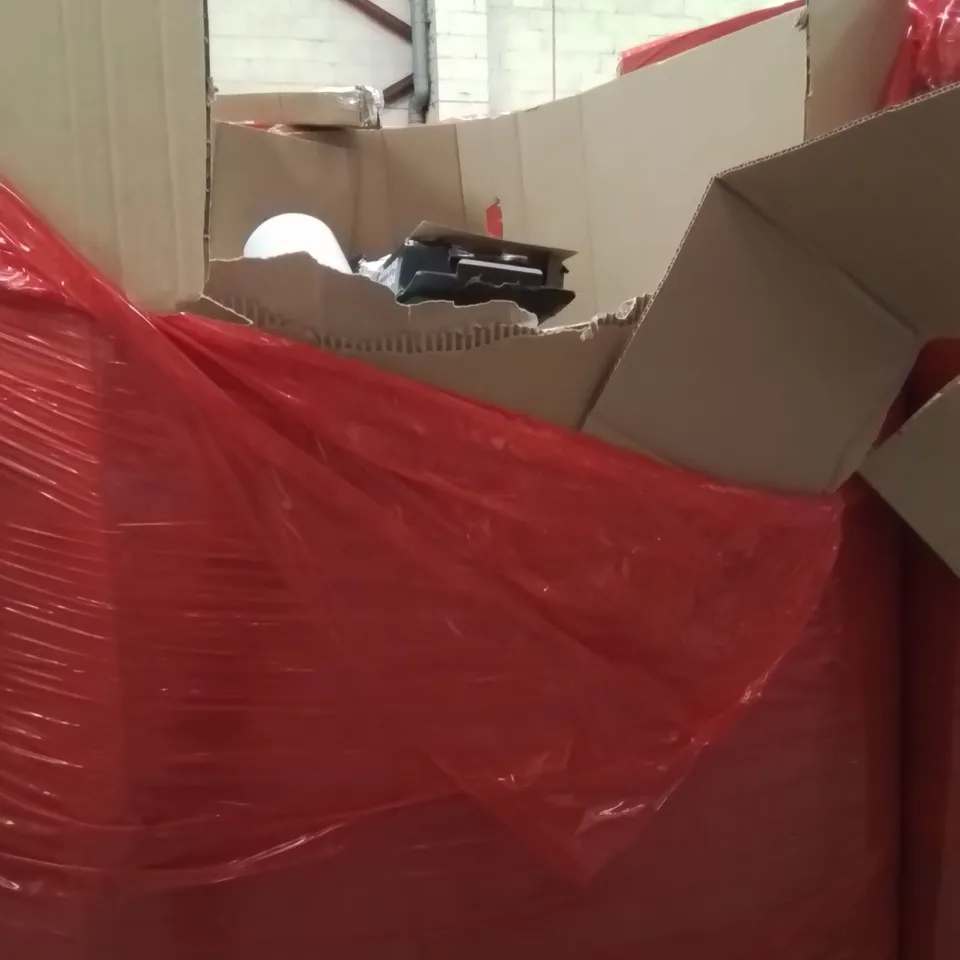 PALLET OF ASSORTED HOUSEHOLD GOODS AND PRODUCTS TO INCLUDE;PORTABLE BARBECUE,KNEE SUPPORT PADS,SELF GRIP HAIR ROLLERS