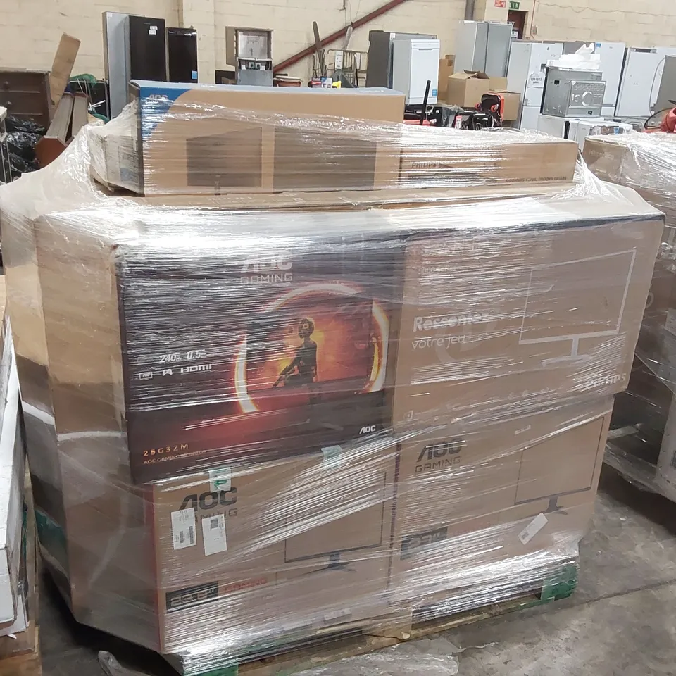 PALLET OF APPROXIMATELY 12 UNPROCESSED RAW RETURN MONITORS AND TELEVISIONS TO INCLUDE;