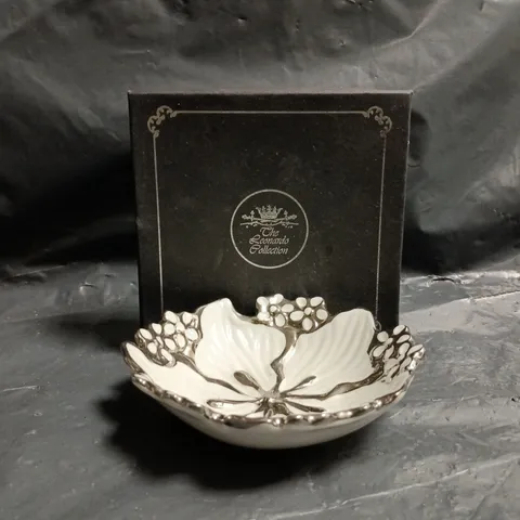 THE LEONARDO COLLECTION DECORATIVE WHITE/SILVER DISH