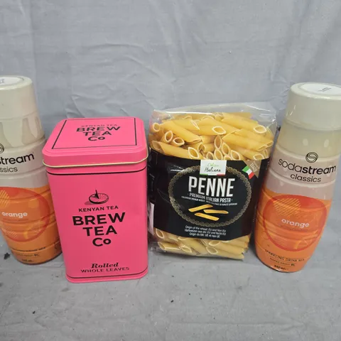 APPROXIMATELY 10 ASSORTED FOOD ITEMS TO INCLUDE - JELLY BABIES , KENYAN TEA ORANGE SPARKLING DRINK , COLLECTION ONLY