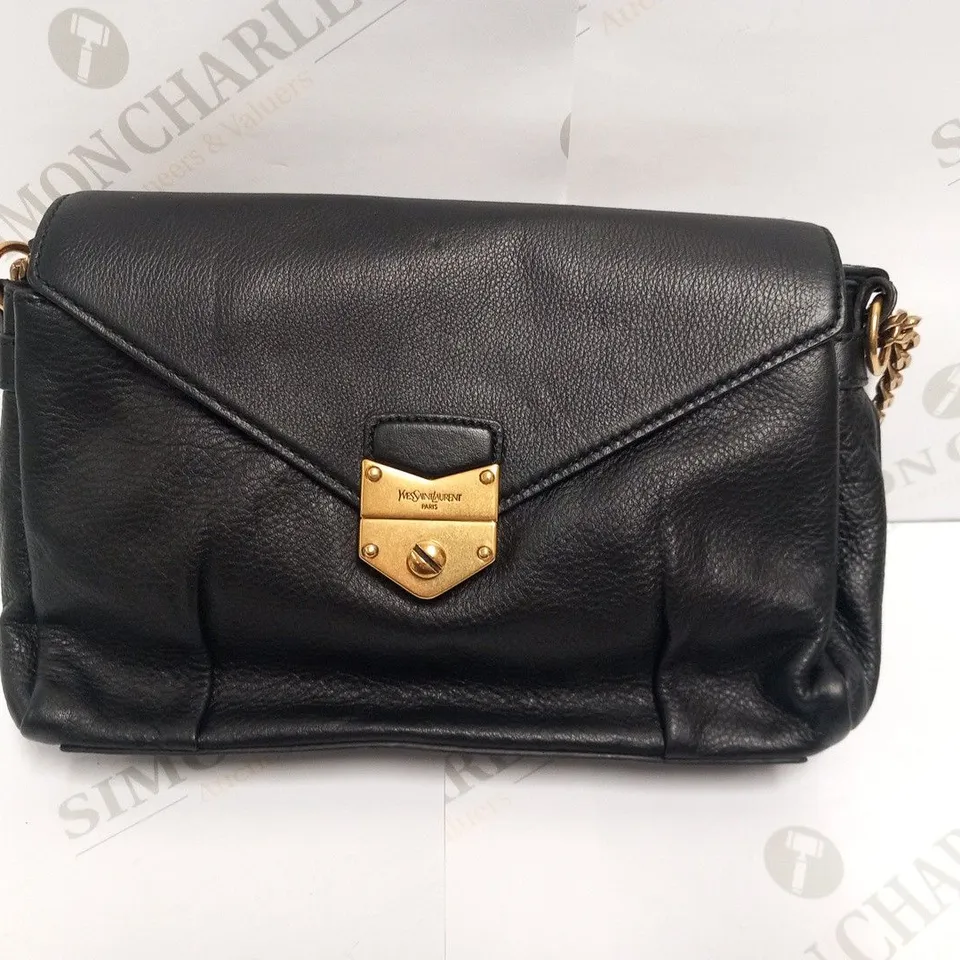 YVES SAINT LAURENT BLACK LEATHER CHAIN HANDLE SHOULDER BAG