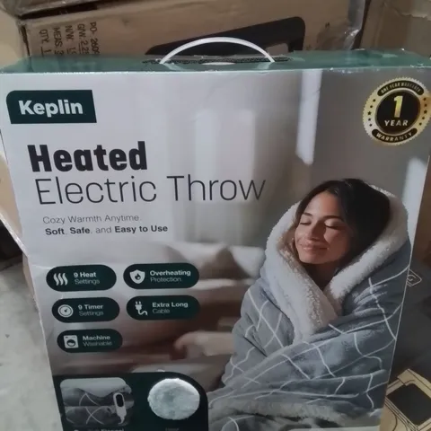 BOXED KEPLIN HEATED ELECTRIC THROW LIGHT GREY