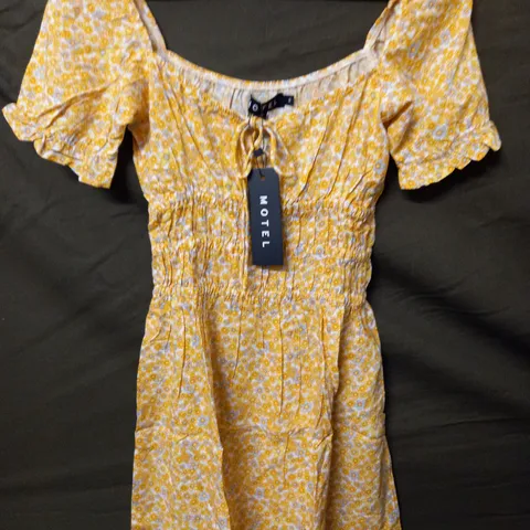 MOTEL ROSMILLY MINI DRESS IN FLOWER GARDEN YELLOW - S