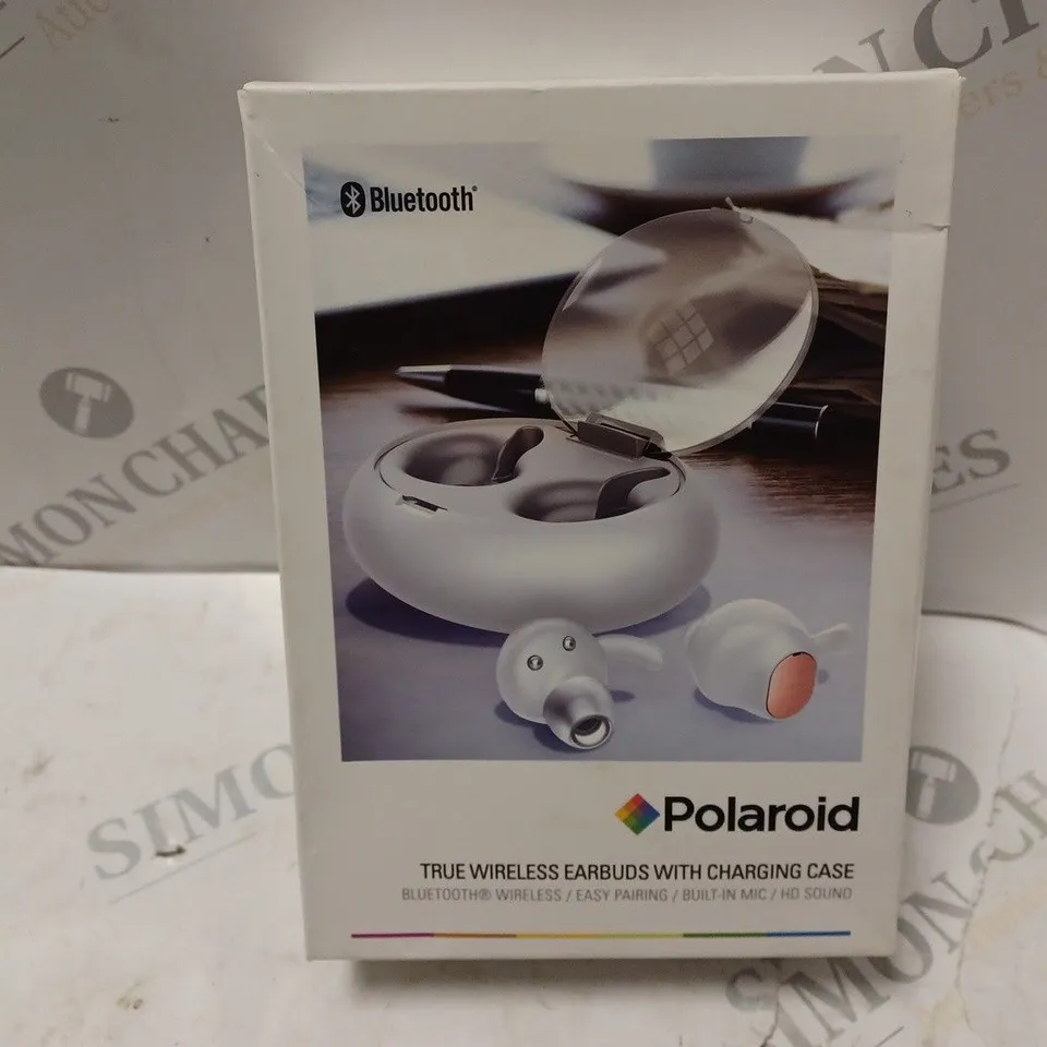 BOXED POLAROID TRUE WIRELESS EARBUDS WITH CHARGING CASE