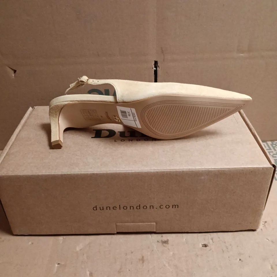 DUNE LONDON CELINNA SLINGBACK KITTEN HEEL – SAND SUEDE - UK 3 