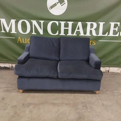 QUALITY DESIGNER BLUE FABRIC UPHOLSTERED SOFA