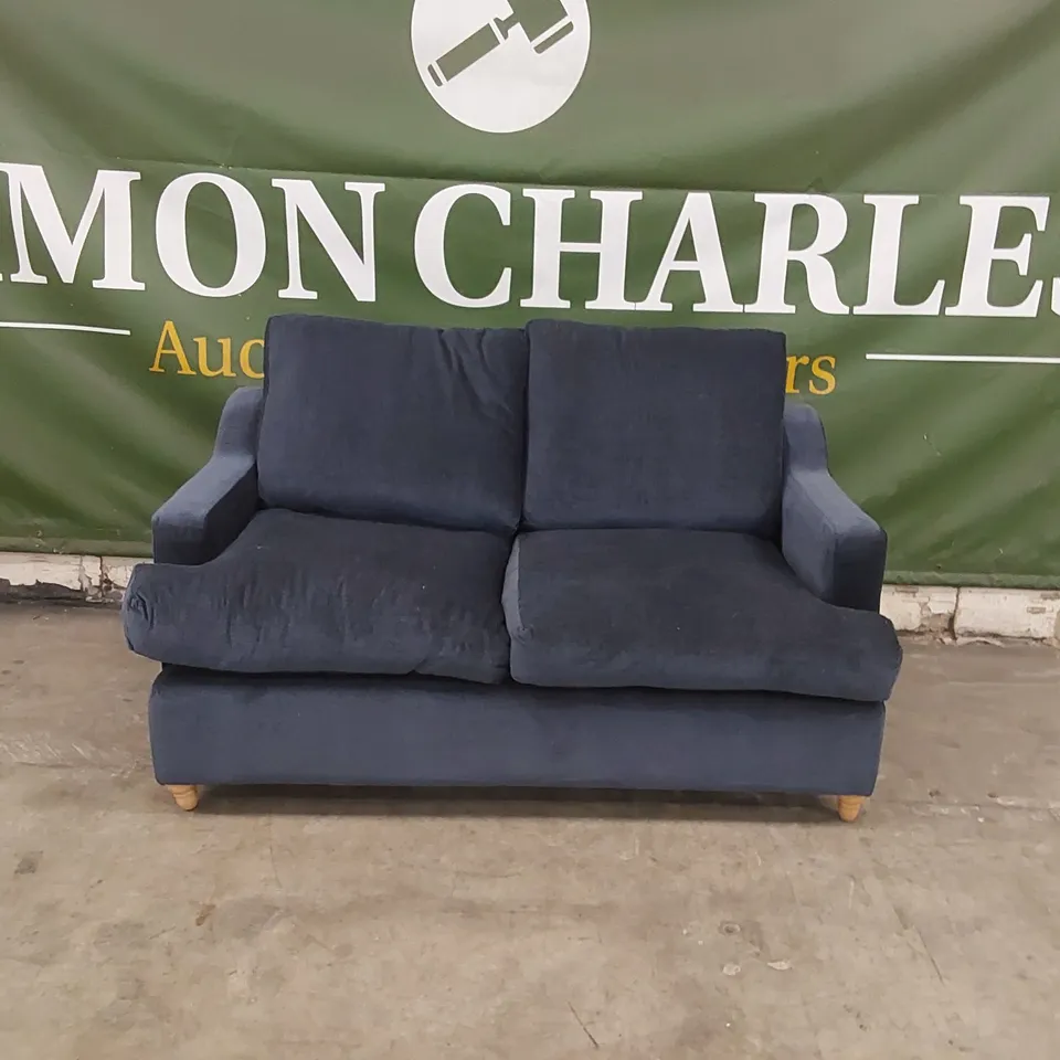 QUALITY DESIGNER BLUE FABRIC UPHOLSTERED SOFA
