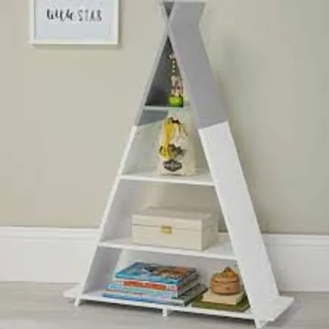 BOXED KIDS TIPI 4 TIER FLOOR SHELVING IN WHITE AND GREY