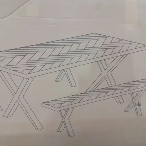 BOXED EZRA PART ASSEMBLY DINING BENCH SET (2BOXES) FAUX RUSTIC WOOD 