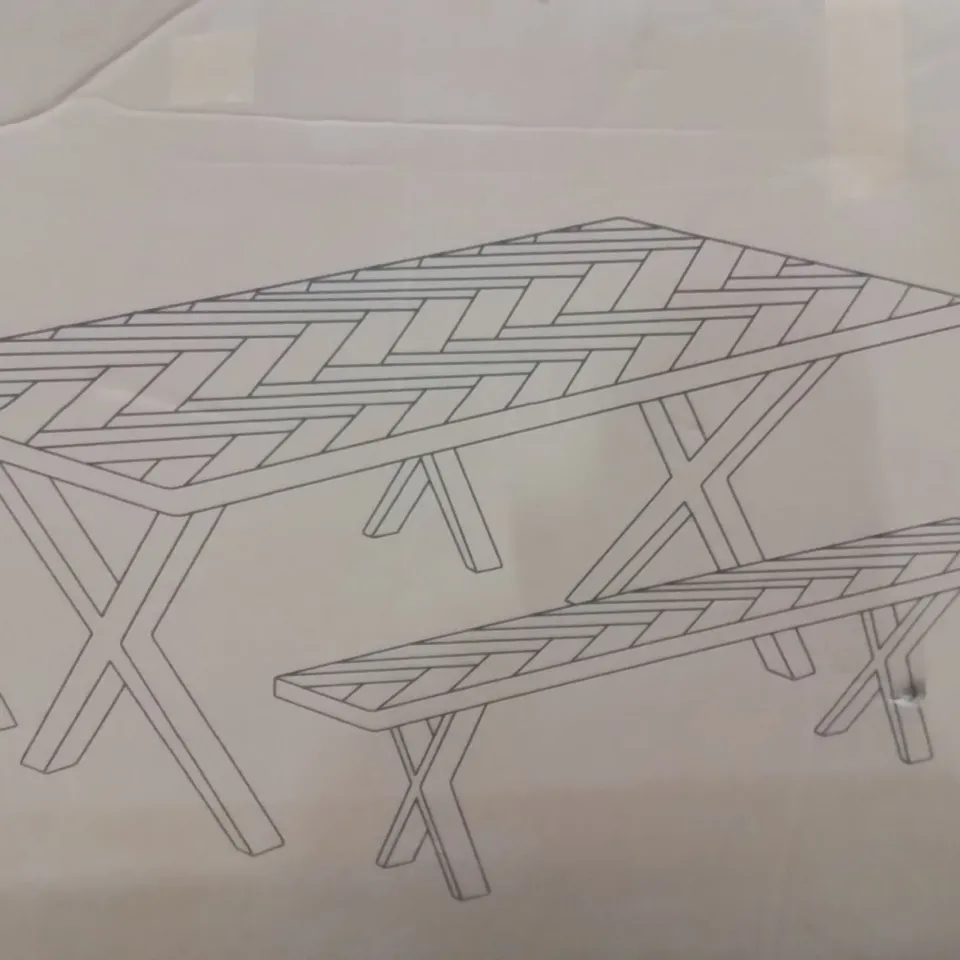 BOXED EZRA PART ASSEMBLY DINING BENCH SET (2BOXES) FAUX RUSTIC WOOD 