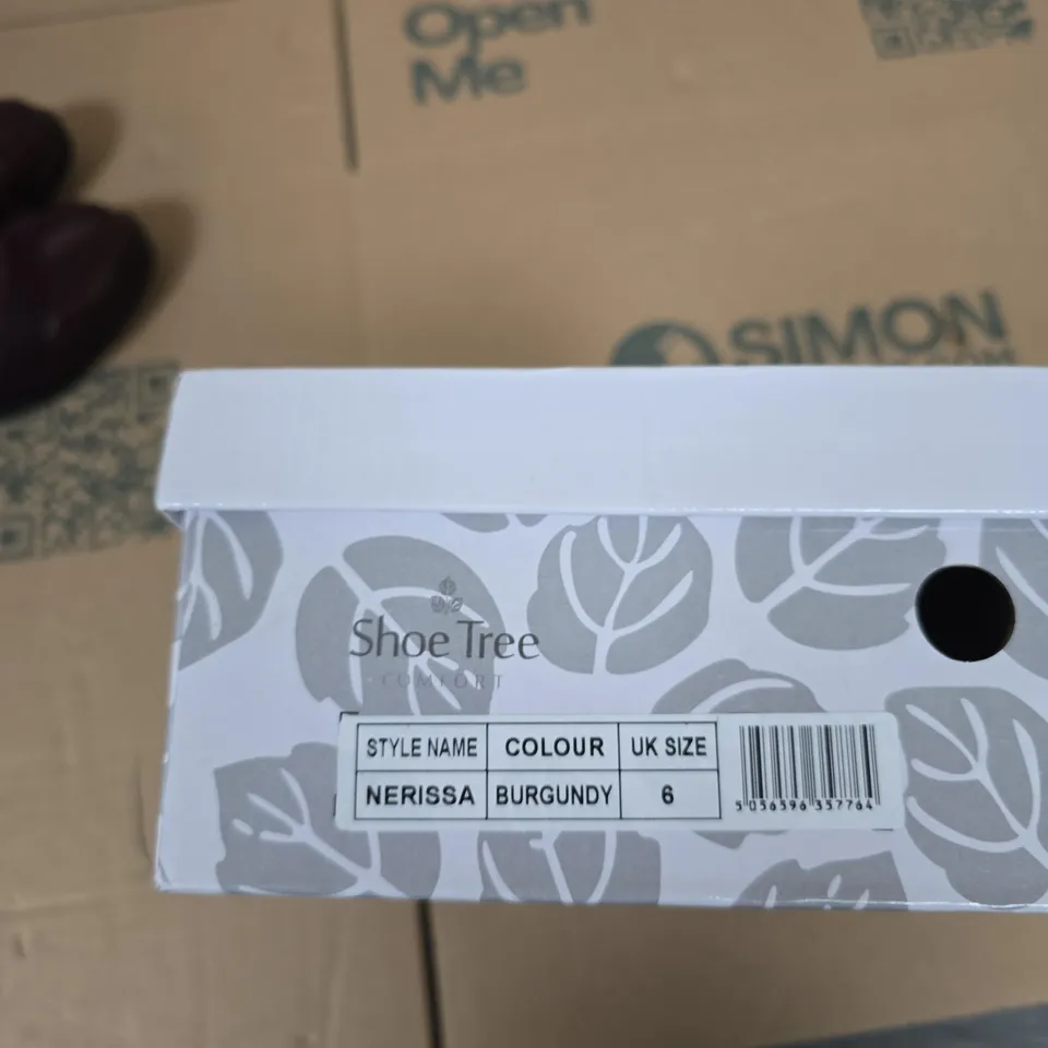 SHOE TREE COMFORT NERISSA BURGUNDY SLIP-ON SHOES – UK 6 (WOMEN)