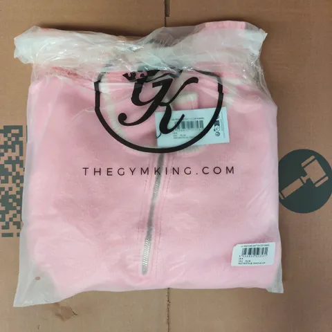 BAGGED THE GYM KING RESTORE KNIT 1/4 ZIP FUNNEL IN PEACH BLUSH SIZE UK 8