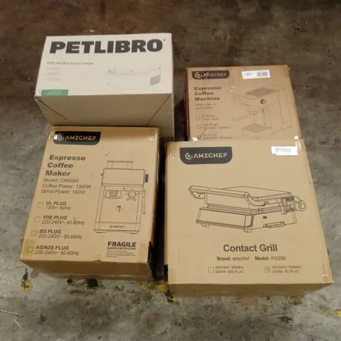 PALLET OF ASSORTED HOUSEHOLD GOODS AND PRODUCTS TO INCLUDE; COFFEE MACHINES, CONTACT GRILL, WET FOOD FEEDER ETC