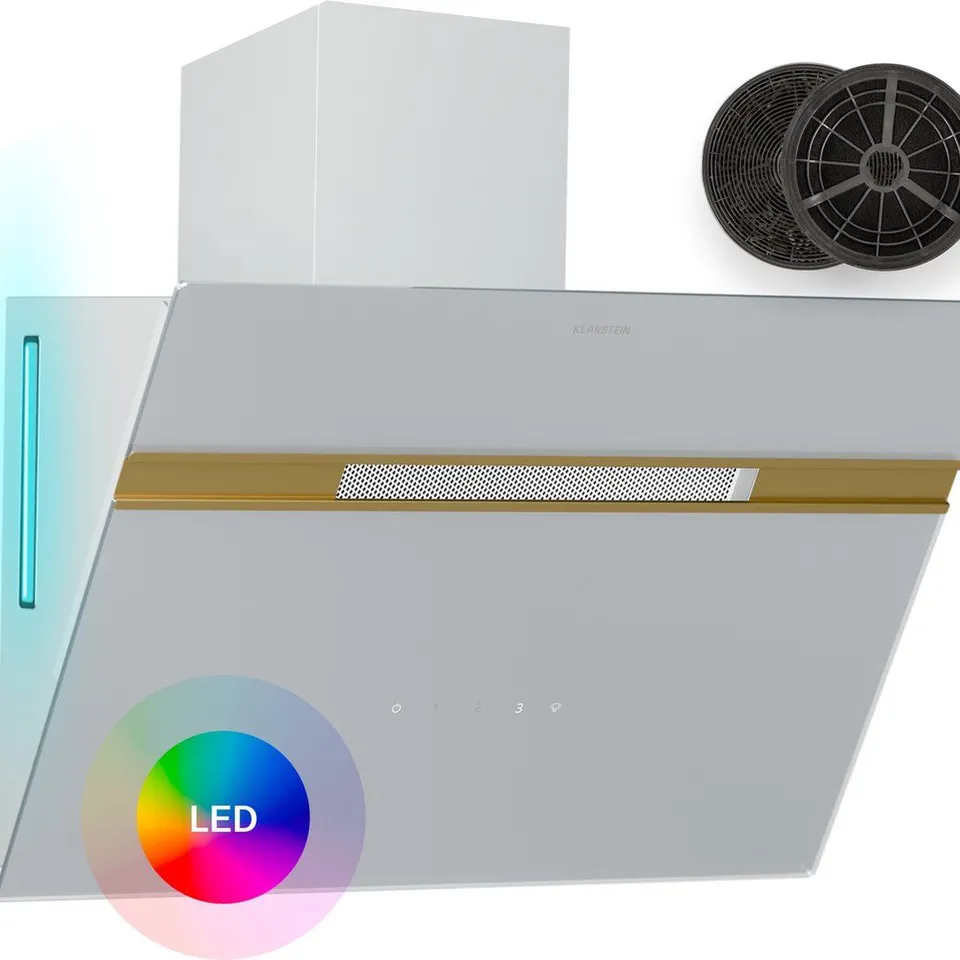 BOXED KLARSTEIN EXTRACTOR HOOD ALINA - 60 CM WALL-MOUNTED HOOD, WHITE-GOLD