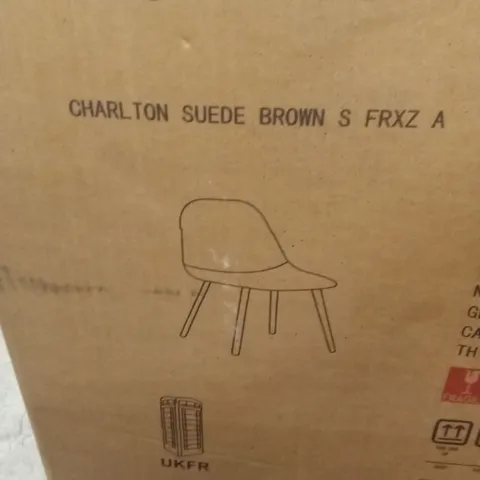 BOXED SET OF 4 CHARLTON SUEDE BROWN DINING CHAIRS 