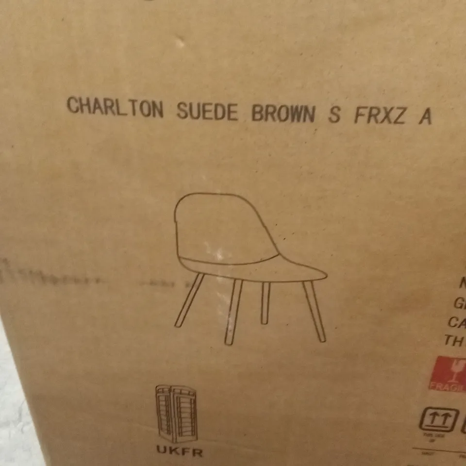 BOXED SET OF 4 CHARLTON SUEDE BROWN DINING CHAIRS 