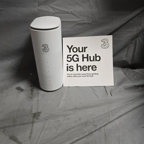 THREE BRANDED 5G HOME BROADBAND HUB – WHITE CYLINDRICAL ROUTER (BOXED)