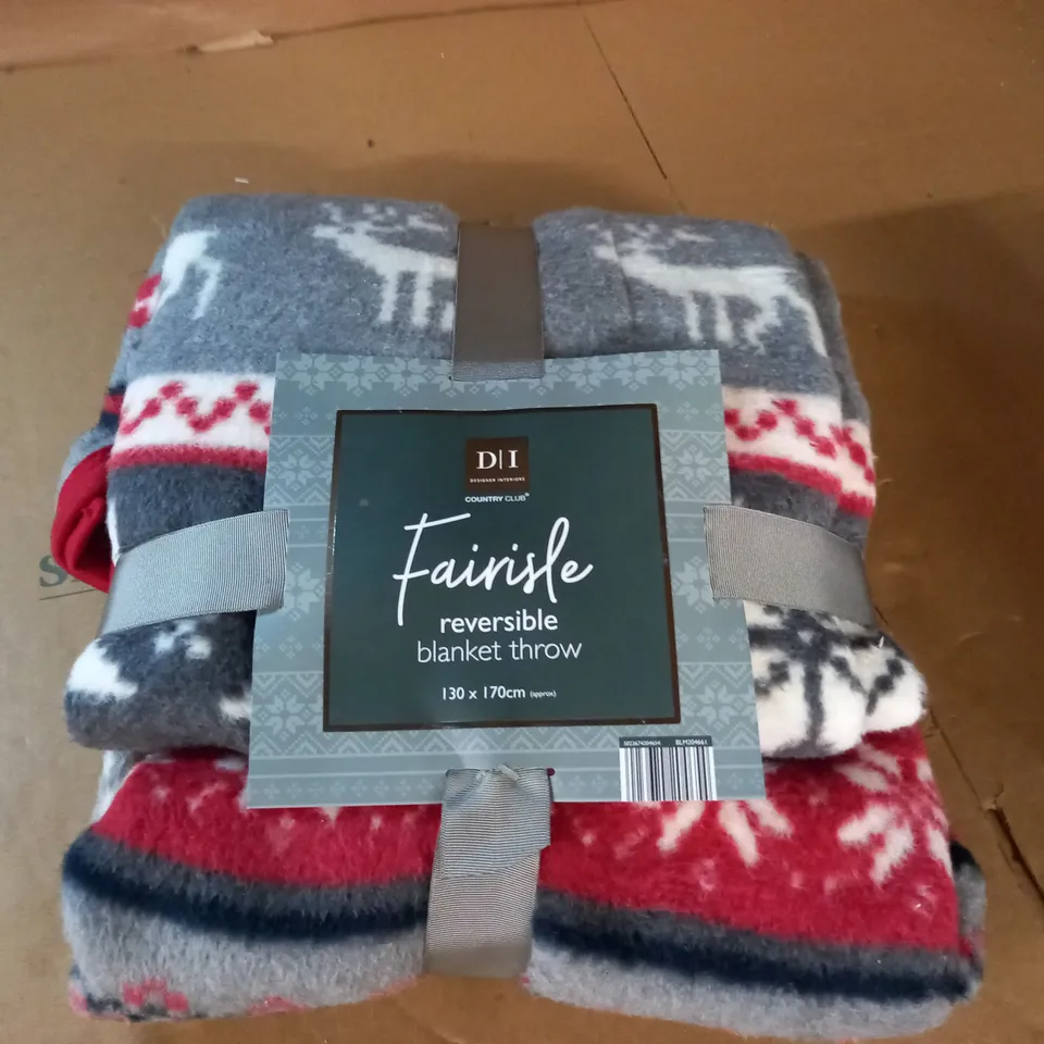 FAIRISLE REVERSIBLE BLANKET THROW - 130X170CM